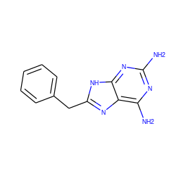 Nc1nc(N)c2nc(Cc3ccccc3)[nH]c2n1 ZINC000005974598