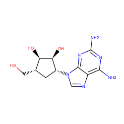 Nc1nc(N)c2ncn([C@@H]3C[C@H](CO)[C@@H](O)[C@H]3O)c2n1 ZINC000001655520