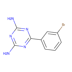 Nc1nc(N)nc(-c2cccc(Br)c2)n1 ZINC000001708615