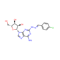 Nc1nc(N/N=C/c2ccc(Cl)cc2)nc2c1ncn2[C@@H]1O[C@H](CO)[C@@H](O)[C@H]1O ZINC000003932649