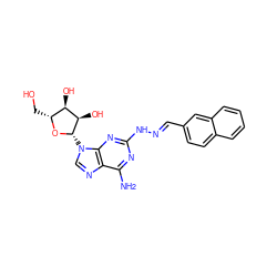 Nc1nc(N/N=C/c2ccc3ccccc3c2)nc2c1ncn2[C@@H]1O[C@H](CO)[C@@H](O)[C@H]1O ZINC000012405504