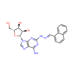 Nc1nc(N/N=C/c2cccc3ccccc23)nc2c1ncn2[C@@H]1O[C@H](CO)[C@@H](O)[C@H]1O ZINC000012405503