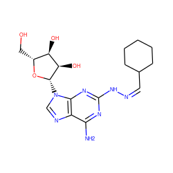 Nc1nc(N/N=C\C2CCCCC2)nc2c1ncn2[C@@H]1O[C@H](CO)[C@@H](O)[C@H]1O ZINC000013819003