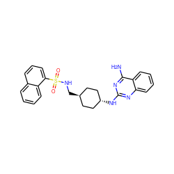 Nc1nc(N[C@H]2CC[C@H](CNS(=O)(=O)c3cccc4ccccc34)CC2)nc2ccccc12 ZINC000253691902