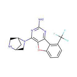 Nc1nc(N2C[C@@H]3C[C@H]2CN3)c2oc3cccc(C(F)(F)F)c3c2n1 ZINC000073195700