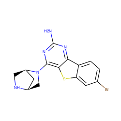 Nc1nc(N2C[C@@H]3C[C@H]2CN3)c2sc3cc(Br)ccc3c2n1 ZINC000073195579