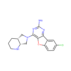 Nc1nc(N2C[C@H]3CCCN[C@H]3C2)c2oc3ccc(Cl)cc3c2n1 ZINC000073156196