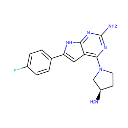 Nc1nc(N2CC[C@@H](N)C2)c2cc(-c3ccc(F)cc3)[nH]c2n1 ZINC000095595524