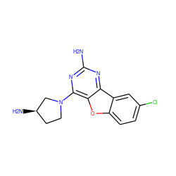 Nc1nc(N2CC[C@@H](N)C2)c2oc3ccc(Cl)cc3c2n1 ZINC000073158900