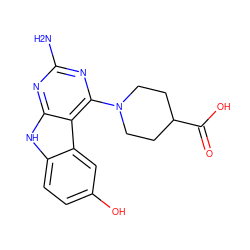 Nc1nc(N2CCC(C(=O)O)CC2)c2c(n1)[nH]c1ccc(O)cc12 ZINC000653606718