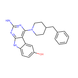 Nc1nc(N2CCC(Cc3ccccc3)CC2)c2c(n1)[nH]c1ccc(O)cc12 ZINC000653624600