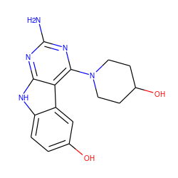 Nc1nc(N2CCC(O)CC2)c2c(n1)[nH]c1ccc(O)cc12 ZINC000221385365