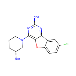 Nc1nc(N2CCC[C@@H](N)C2)c2oc3ccc(Cl)cc3c2n1 ZINC000073196612