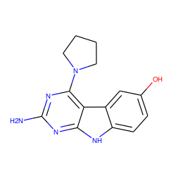 Nc1nc(N2CCCC2)c2c(n1)[nH]c1ccc(O)cc12 ZINC000221383406