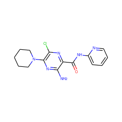 Nc1nc(N2CCCCC2)c(Cl)nc1C(=O)Nc1ccccn1 ZINC000028127910