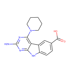 Nc1nc(N2CCCCC2)c2c(n1)[nH]c1ccc(C(=O)O)cc12 ZINC000221385042