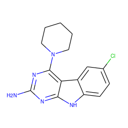 Nc1nc(N2CCCCC2)c2c(n1)[nH]c1ccc(Cl)cc12 ZINC000221384190