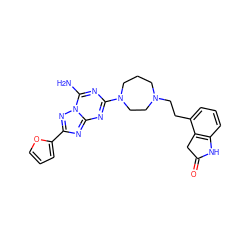 Nc1nc(N2CCCN(CCc3cccc4c3CC(=O)N4)CC2)nc2nc(-c3ccco3)nn12 ZINC000299844651