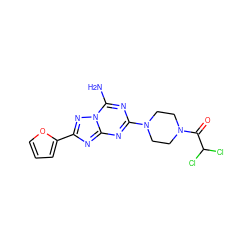 Nc1nc(N2CCN(C(=O)C(Cl)Cl)CC2)nc2nc(-c3ccco3)nn12 ZINC000073198883