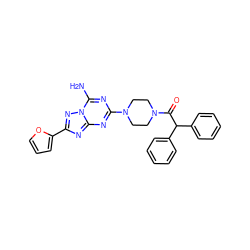 Nc1nc(N2CCN(C(=O)C(c3ccccc3)c3ccccc3)CC2)nc2nc(-c3ccco3)nn12 ZINC000073200393