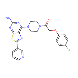 Nc1nc(N2CCN(C(=O)COc3ccc(Cl)cc3)CC2)c2nc(-c3cccnc3)sc2n1 ZINC000066102686