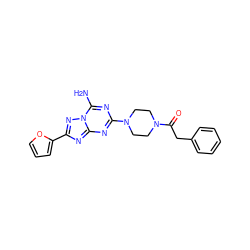 Nc1nc(N2CCN(C(=O)Cc3ccccc3)CC2)nc2nc(-c3ccco3)nn12 ZINC000073199264