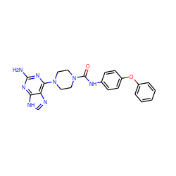 Nc1nc(N2CCN(C(=O)Nc3ccc(Oc4ccccc4)cc3)CC2)c2nc[nH]c2n1 ZINC000008553743