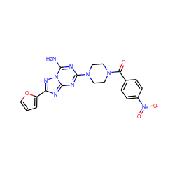 Nc1nc(N2CCN(C(=O)c3ccc([N+](=O)[O-])cc3)CC2)nc2nc(-c3ccco3)nn12 ZINC000073198884