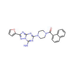 Nc1nc(N2CCN(C(=O)c3cccc4ccccc34)CC2)nc2nc(-c3ccco3)nn12 ZINC000082154612