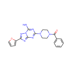 Nc1nc(N2CCN(C(=O)c3ccccc3)CC2)nc2nc(-c3ccco3)nn12 ZINC000082154607