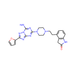 Nc1nc(N2CCN(CCc3cccc4c3CC(=O)N4)CC2)nc2nc(-c3ccco3)nn12 ZINC000299856438