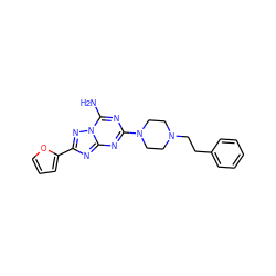 Nc1nc(N2CCN(CCc3ccccc3)CC2)nc2nc(-c3ccco3)nn12 ZINC000013581744