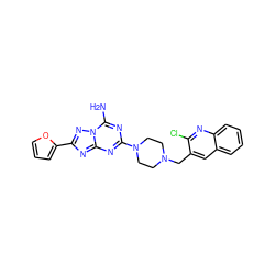 Nc1nc(N2CCN(Cc3cc4ccccc4nc3Cl)CC2)nc2nc(-c3ccco3)nn12 ZINC000013581824