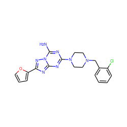 Nc1nc(N2CCN(Cc3ccccc3Cl)CC2)nc2nc(-c3ccco3)nn12 ZINC000013581750