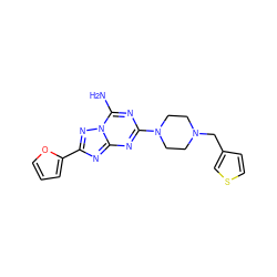 Nc1nc(N2CCN(Cc3ccsc3)CC2)nc2nc(-c3ccco3)nn12 ZINC000013581784