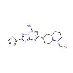 Nc1nc(N2CCN3[C@@H](CCC[C@@H]3CO)C2)nc2nc(-c3ccco3)nn12 ZINC000013585799