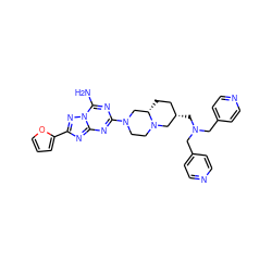 Nc1nc(N2CCN3C[C@@H](CN(Cc4ccncc4)Cc4ccncc4)CC[C@H]3C2)nc2nc(-c3ccco3)nn12 ZINC000036273993