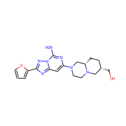 Nc1nc(N2CCN3C[C@@H](CO)CC[C@H]3C2)cc2nc(-c3ccco3)nn12 ZINC000013585761