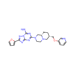 Nc1nc(N2CCN3C[C@@H](COc4cccnc4)CC[C@H]3C2)nc2nc(-c3ccco3)nn12 ZINC000013585844