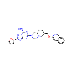 Nc1nc(N2CCN3C[C@H](COc4cc5ccccc5cn4)CC[C@H]3C2)nc2nc(-c3ccco3)nn12 ZINC000013585842