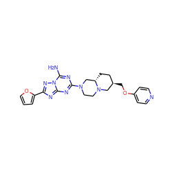 Nc1nc(N2CCN3C[C@H](COc4ccncc4)CC[C@H]3C2)nc2nc(-c3ccco3)nn12 ZINC000013585850