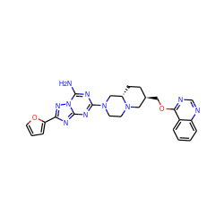 Nc1nc(N2CCN3C[C@H](COc4ncnc5ccccc45)CC[C@H]3C2)nc2nc(-c3ccco3)nn12 ZINC000013585854