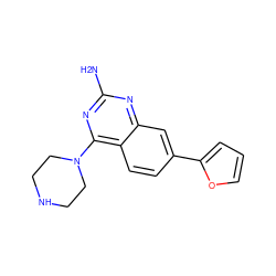 Nc1nc(N2CCNCC2)c2ccc(-c3ccco3)cc2n1 ZINC000073223166