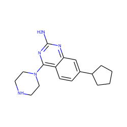 Nc1nc(N2CCNCC2)c2ccc(C3CCCC3)cc2n1 ZINC000096906166