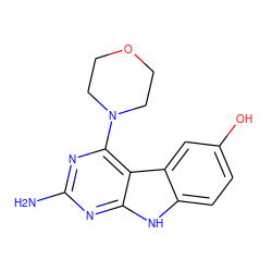 Nc1nc(N2CCOCC2)c2c(n1)[nH]c1ccc(O)cc12 ZINC000221381587