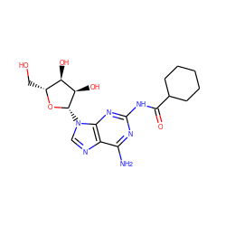 Nc1nc(NC(=O)C2CCCCC2)nc2c1ncn2[C@@H]1O[C@H](CO)[C@@H](O)[C@H]1O ZINC000029317603