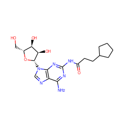 Nc1nc(NC(=O)CCC2CCCC2)nc2c1ncn2[C@@H]1O[C@H](CO)[C@@H](O)[C@H]1O ZINC000029316966