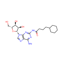 Nc1nc(NC(=O)CCCC2CCCCC2)nc2c1ncn2[C@@H]1O[C@H](CO)[C@@H](O)[C@H]1O ZINC000029319224