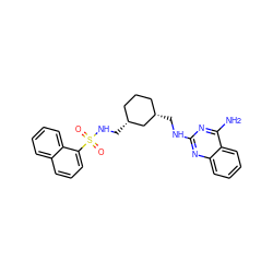 Nc1nc(NC[C@H]2CCC[C@@H](CNS(=O)(=O)c3cccc4ccccc34)C2)nc2ccccc12 ZINC000038155734