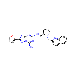 Nc1nc(NC[C@H]2CCCN2Cc2ccc3ccccc3n2)nc2nc(-c3ccco3)nn12 ZINC000013612554